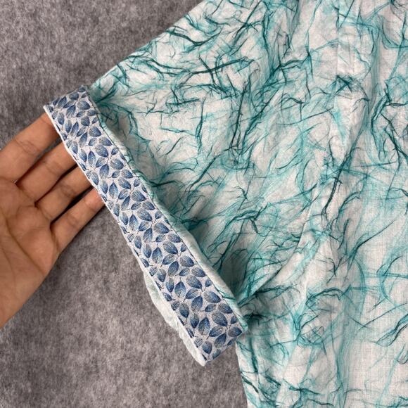 Robert Graham Linen Blend Shirt Mens XL Blue Flip Cuff Abstract Vibrant SS - Picture 6 of 16